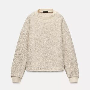 Zara Cream (Ecru) Textured Women Sweater, size M